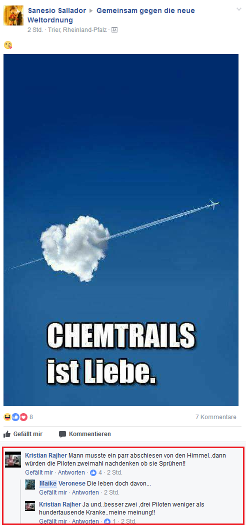 Chemtrailgläubige "spielen" mit dem Gedanken Flugzeuge (per Laserpointer oder auch anderen Dingen) vom Himmel zu holen - Seite 2 Post5726
